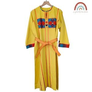 Vintage Josefa Ibarra 70s Mexican Designer Ethnic Boho Hippie Kaftan Maxi Dress